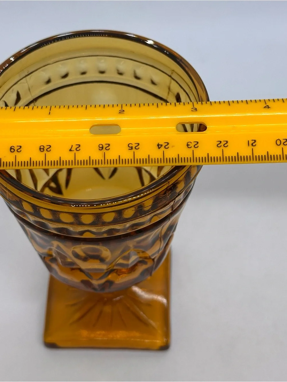 Set Of 2 Indiana Glass Park Lane Colony Amber Footed Water Goblets Vintage 5.5